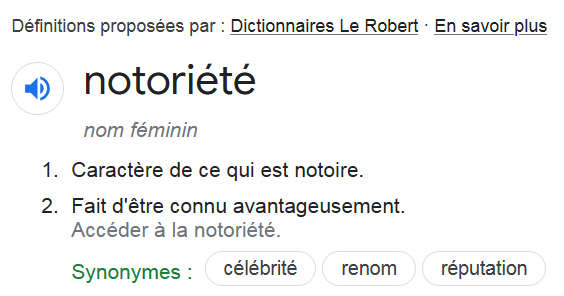 définition notoriété